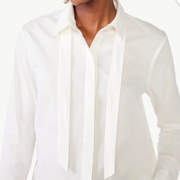 Scoop Women's Tie Neck Poplin Shirt - Picture 4 of 7